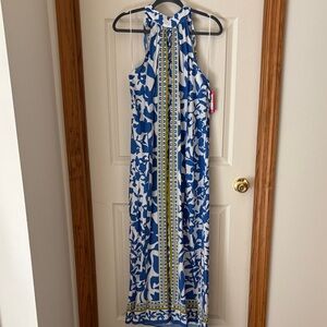 Vince Camuto Blue and White Patterned Maxi Dress